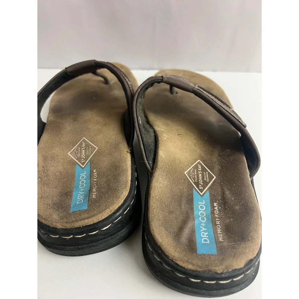 St Johns Bay Mens Brown Memory Foam Flip Flop Sandals Size 9 Dry+Cool Thong